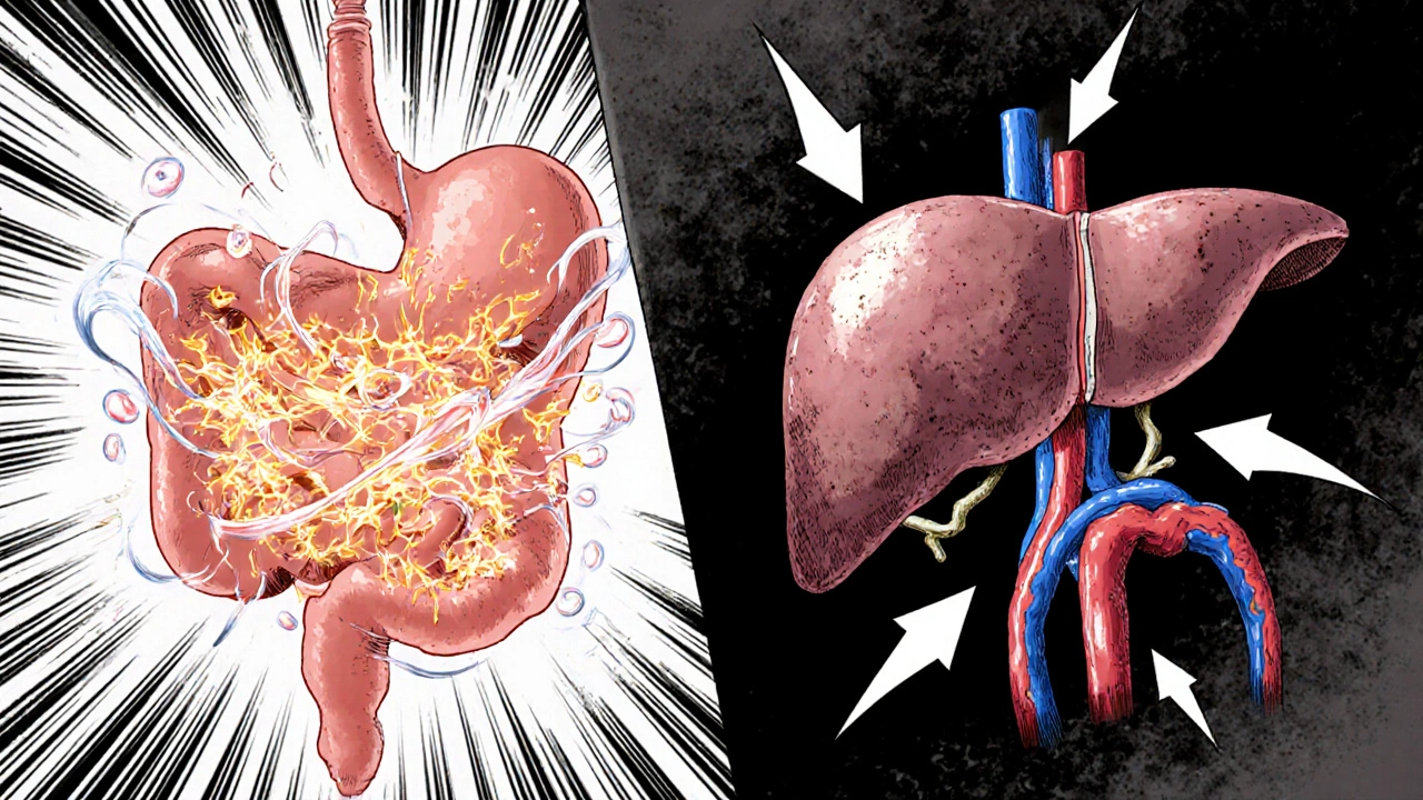 Split panel showing GLP‑1 insulin boost after meals and liver glucose reduction by metformin.